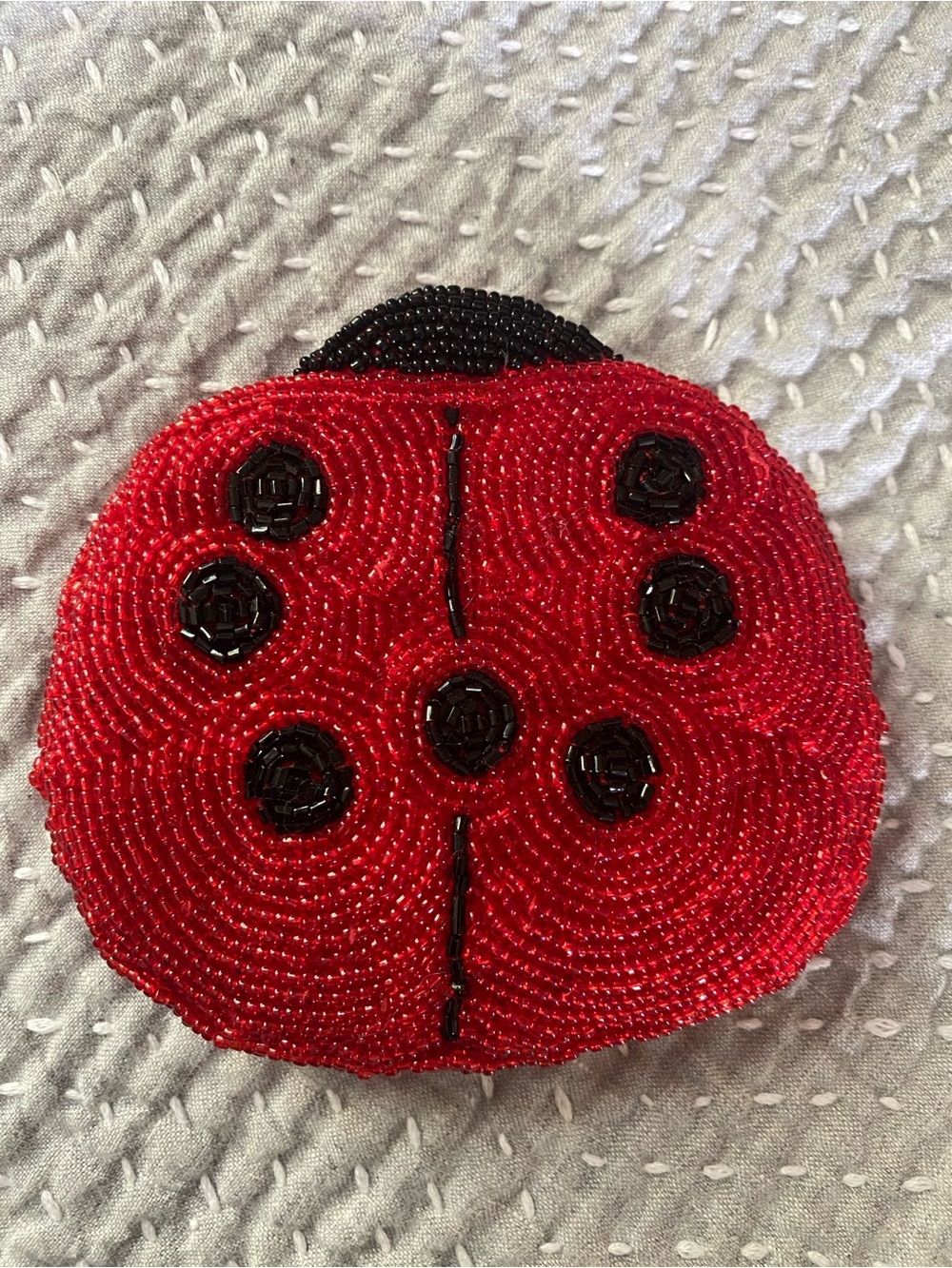 Beaded Ladybug Coin Purse Wallet